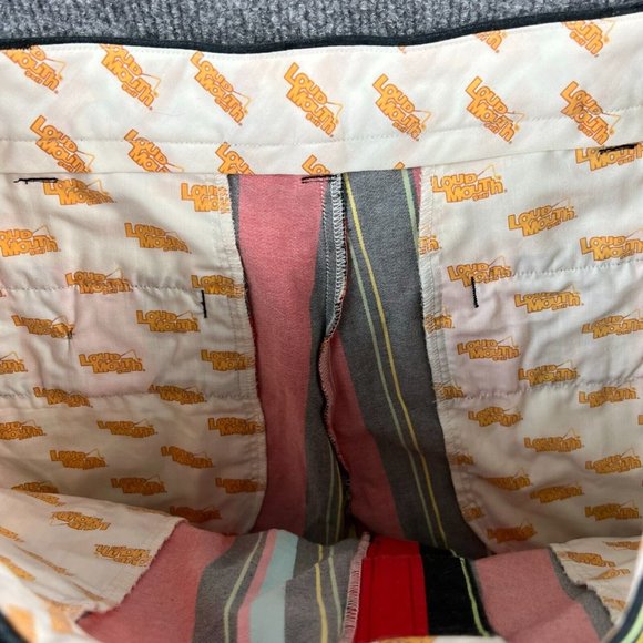 Loudmouth Golf Shorts Adult 36 Striped Black Red Green Pockets Casual Mens - Picture 6 of 9